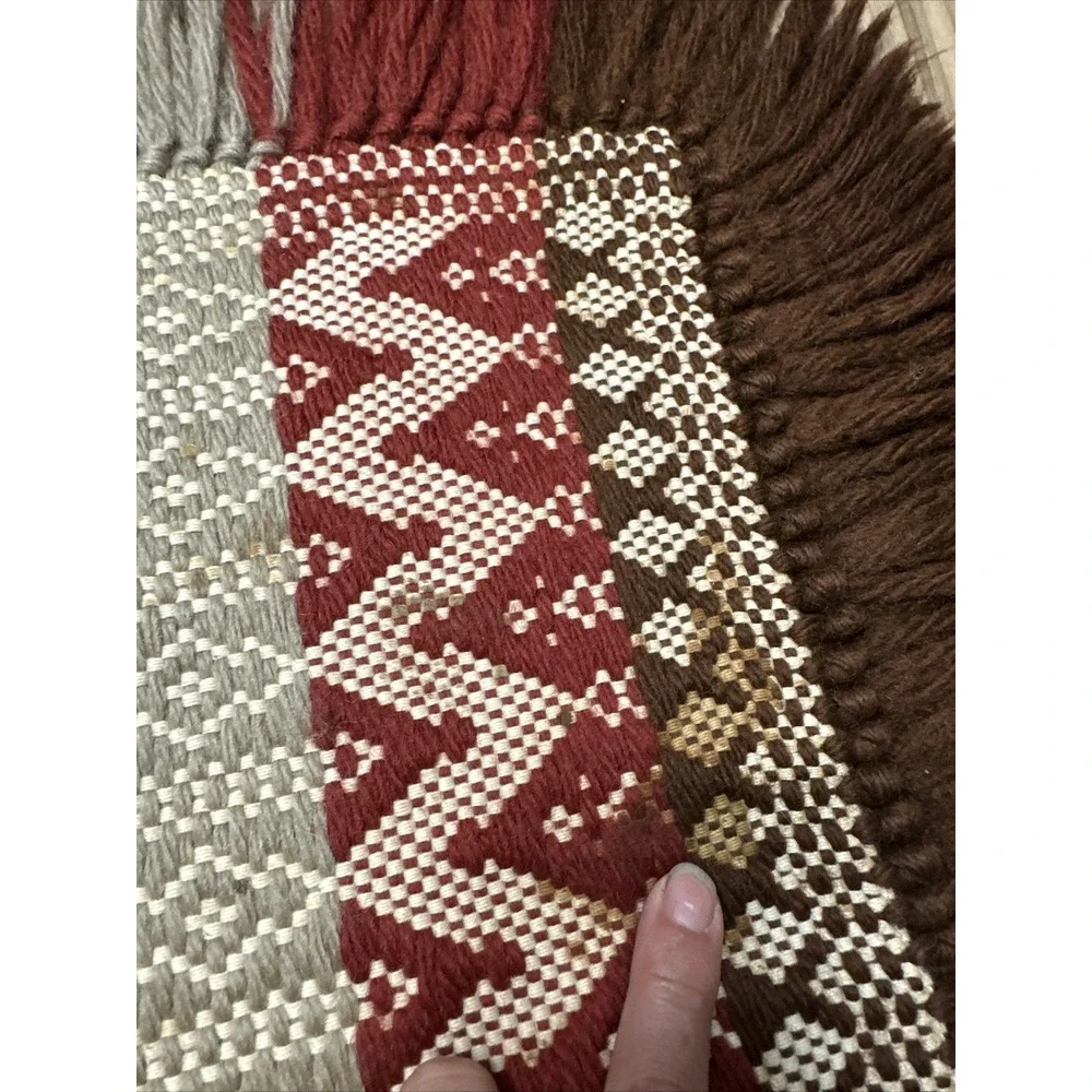 VTG Hand Loomed Kilim Rug Woven Wool Brown Maroon 25